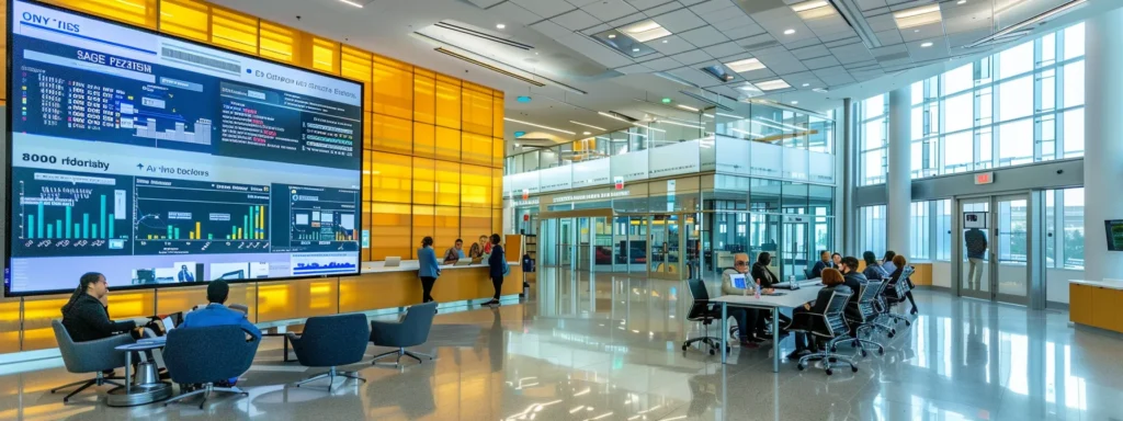 a modern office setting features a focus group of diverse professionals engaged in an animated discussion around a large screen displaying regulatory graphs and charts, emphasizing the impact of changing regulations on used vehicle sales.